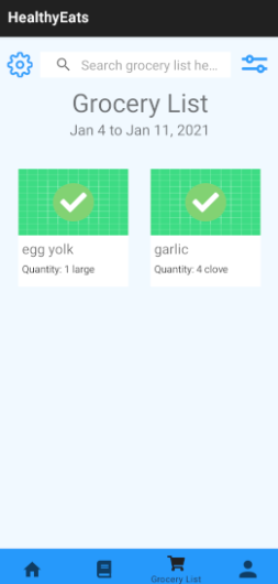 Final Grocery List Tab